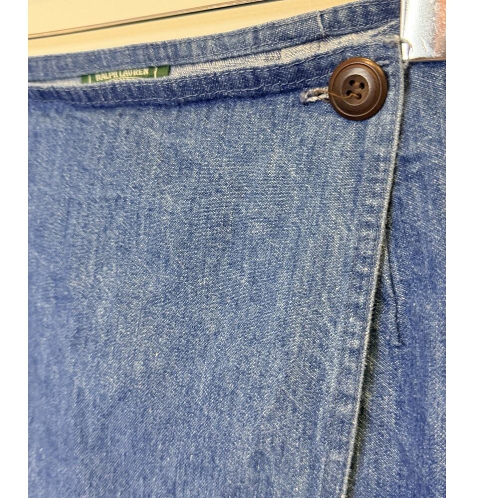 VTG 90s Ralph Lauren Denim Wrap Maxi Skirt Country Western Cowgirl Core Size Med - Picture 4 of 9